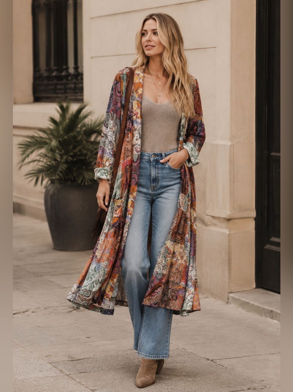 Kachel x Anthropologie Patchwork Paisley Long Duster Kimono Size M